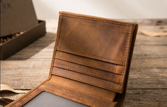 Cool Leather Vintage Mens Slim Small Wallets Zipper billfold Wallets for Men - iwalletsmen