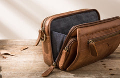 Cool Leather Mens Small Messenger Bags Shoulder Bags for Men - iwalletsmen