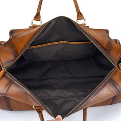 Cool Brown Leather Men's Overnight Bag Travel Bag Duffel Bag Weekender Bag For Men - iwalletsmen