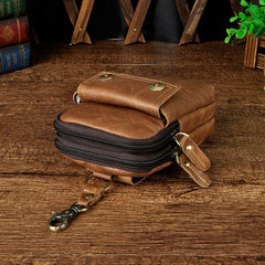 Leather Mens WAIST POUCH with Belt Loop Cell Phone Holster Belt Pouch for Men - iwalletsmen