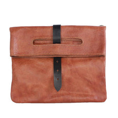 Dark Coffee  Leather Mens Casual Small Side Bags Messenger Bags Brown Postman Bag For Men - iwalletsmen