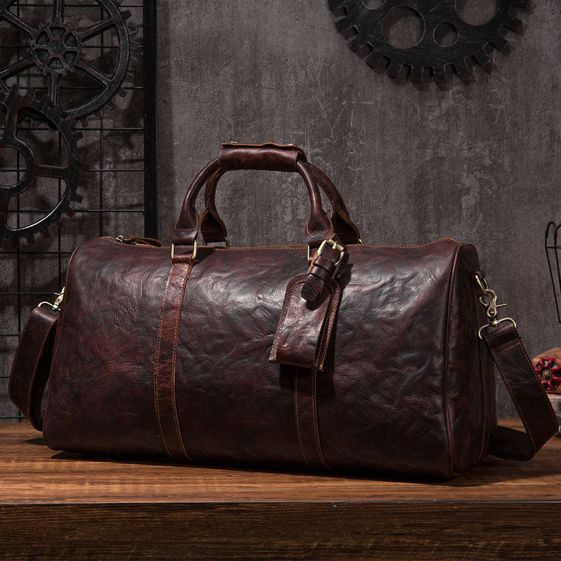 The Weekender - Red Premium Leather Duffle Bag – Deuce