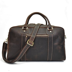 Casual Brown Leather Men's Overnight Bag Travel Bag Luggage Weekender Bag For Men - iwalletsmen