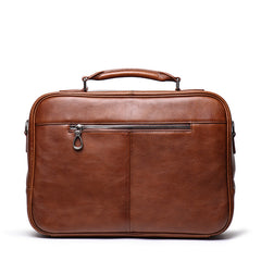 Fashion Brown Leather Men's Professional Briefcase 15‘’ Laptop Briefcase Business Handbag For Men - iwalletsmen