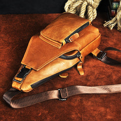 Cool Leather Mens Sling Bag Chest Bag Sling Shoulder Bag Sling Backpacks for men - iwalletsmen