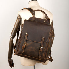 Dark Brown Leather Backpack With 15 inch Laptop Men's Leather Backpack 15 inch Laptop Backpack