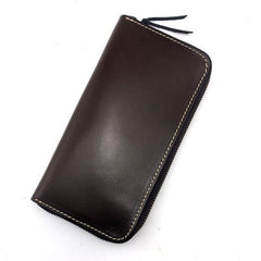 Stylish Black Leather Men's Long Wallet Clutch Wallet Tan Phone Wallet Zipper Clutch Wallet For Men - iwalletsmen