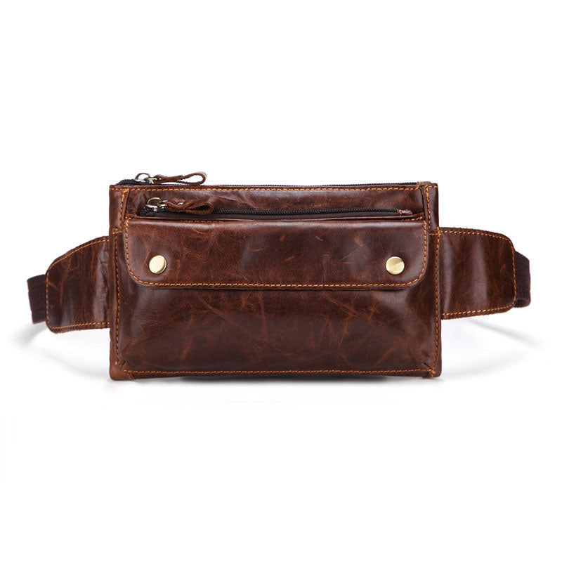 Men's Leather Fanny Pack Waist Bags Vintage Utility Belt Bag Crossbody Hip  Purse Coffee