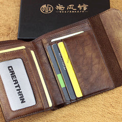 Handmade Mens Cool billfold Leather Wallet Men Small Wallets Trifold for Men - iwalletsmen