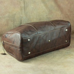 Cool Coffee Brown Leather Mens Large Travel Bag Overnight Bag Weekender Bags For Men - iwalletsmen