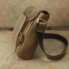 Leather Brown Mens Vintage Small Side Bag Shoulder Bags Small Messenger Bag For Men - iwalletsmen