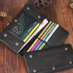 Genuine Leather Mens Cool Long Leather Wallet Bifold Clutch Wallet for Men - iwalletsmen