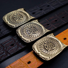 Handmade Genuine Leather Punk Rock Chinese Amass Fortunes Mens Cool Men Biker Trucker Leather Belt