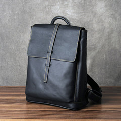 Genuine Leather Mens Cool Backpack Sling Bag Large Black Travel Bag Hiking Bag for men