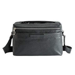 Black Soft Leather Mens 10 inches Courier Bag Postman Bag Black Messenger Bags Side Bag for Men - iwalletsmen