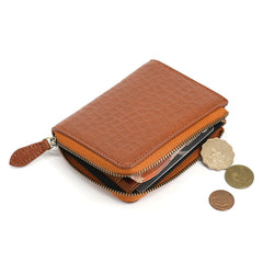 Leather Mens Zipper Small Wallet Slim Wallet Front Pocket Wallet Card Wallet for Men - iwalletsmen