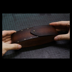 Handmade Mens Womens Tooled Wooden Leather Glasses Case Glasses Box Glasses Holder Eyeglass Case