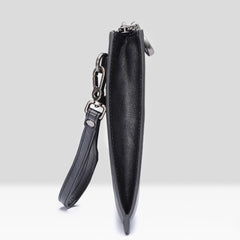 Handmade Leather Mens Clutch Parrots Cool Slim Wallet Zipper Clutch Wristlet Wallet for Men - iwalletsmen