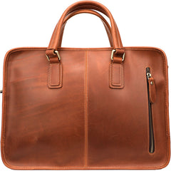 Vintage Black Mens Leather Briefcase Work Handbag Brown 14'' Computer Briefcase For Men - iwalletsmen