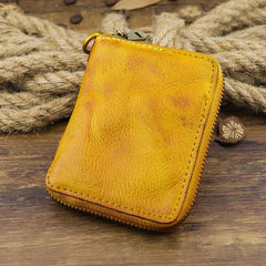 Brown Men Leather Zip Billfold Small Chain Wallet with Coin Pocket Biker Bifold Chain Wallet for Men - iwalletsmen