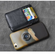 Black Leather Mens Front Pocket Wallet billfold Card Wallet Money Clip For Men - iwalletsmen