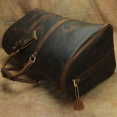 Large Leather Mens Barrel Overnight Bags Weekender Bag Travel Bags For Men - iwalletsmen