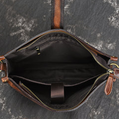 Vintage Brown Leather Men's Side Bag Messenger Bag 10'' Courier Shoulder Bag For Men - iwalletsmen