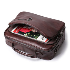 Fashion Brown Leather Men's Professional Briefcase 15‘’ Laptop Briefcase Business Handbag For Men - iwalletsmen