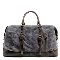 Cool Canvas Leather Mens Black Travel Weekender Bag Waterproof Duffle bag for Men - iwalletsmen