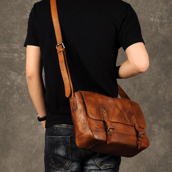 Genuine Leather Mens Cool Messenger Bag Briefcase Work Bag Business Ba ...