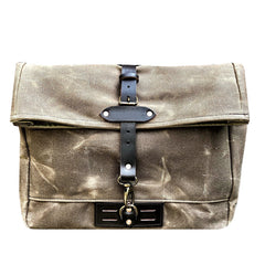 Cool Waxed Canvas Leather Mens 14'' Messenger Bag Motorcycle Side Bag Handbag For Men - iwalletsmen