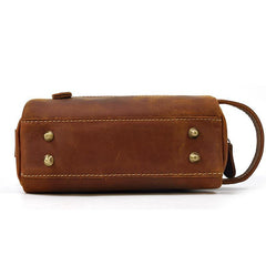 Brown MENS LEATHER ZIPPER CLUTCH WRISTLET PURSE CLUTCH BAG STORAGE BAG FOR MEN - iwalletsmen