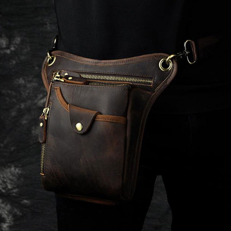 Cool Leather Biker Drop Leg Bag Mens Belt Pouch Waist Bag Shoulder Bag ...