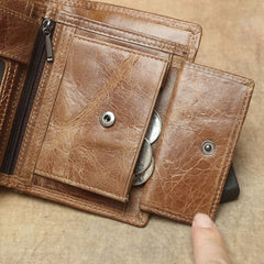 Cool Leather Mens Small Wallet billfold Bifold Wallet Front Pocket Wallet for Men - iwalletsmen