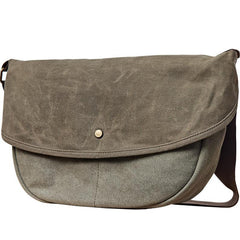 Canvas Mens Small Side Bags Green Canvas Saddle Messenger Bags Canvas Courier Bag for Men - iwalletsmen