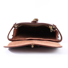 Casual Black Leather Mens Cool Square Side Bag Messenger Bag Vertical Brown Small Postman Courier Bag for Men - iwalletsmen