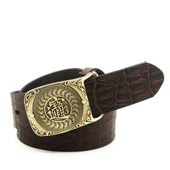 Handmade Genuine Leather Punk Rock Chinese Amass Fortunes Mens Cool Men Biker Trucker Leather Belt