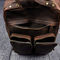 Cool Mens Leather Backpack Vintage Travel Backpack School Backpack for men - iwalletsmen