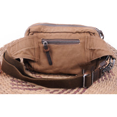 Canvas Mens Chest Bag Khaki Waist Bag Black Canvas Fanny Pack Shoulder Bag For Men - iwalletsmen