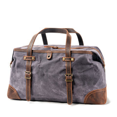 Casual Waxed Canvas Leather Mens Large Travel Green Weekender Bag Black Duffle Bag for Men - iwalletsmen