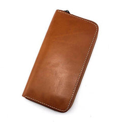 Stylish Black Leather Men's Long Wallet Clutch Wallet Tan Phone Wallet Zipper Clutch Wallet For Men - iwalletsmen