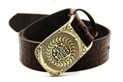 Handmade Genuine Leather Punk Rock Chinese Amass Fortunes Mens Cool Men Biker Trucker Leather Belt