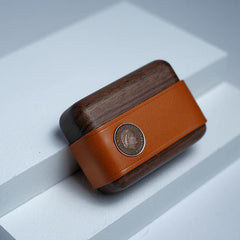 Handmade Green Leather Cherrywood AirPods Pro Case Custom Green Leather AirPods Pro Case Airpod Case Cover - iwalletsmen