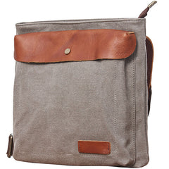 Mens Canvas Leather Square Side Bag Messenger Bag Canvas Shoulder Bag for Men - iwalletsmen