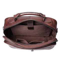 Fashion Brown Leather Men's Professional Briefcase 15‘’ Laptop Briefcase Business Handbag For Men - iwalletsmen