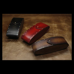 Handmade Mens Womens Tooled Wooden Leather Glasses Case Glasses Box Glasses Holder Eyeglass Case