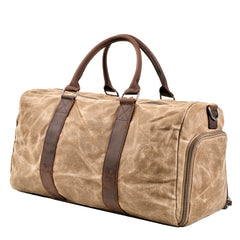 Waxed Canvas Leather Mens Large Travel Weekender Bag Waterproof Duffle bag for Men - iwalletsmen