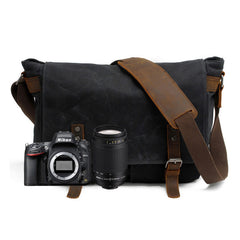 Mens Waxed Canvas Camera Messenger Bag Side Bag Camera Shoulder Bag for Men - iwalletsmen