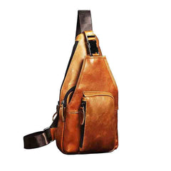 Cool Leather Mens Sling Bag Chest Bag Sling Shoulder Bag Sling Backpacks for men - iwalletsmen