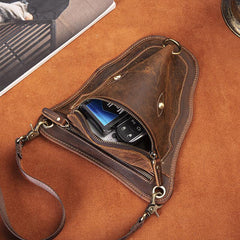 Vintage Brown LEATHER MEN'S Ox Fanny Pack Waist Bag Side Bag Drop Leg Biker Bag For Men - iwalletsmen